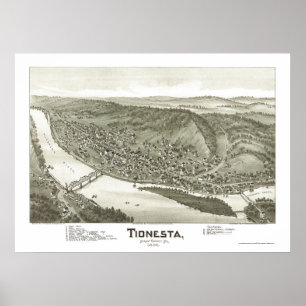 Poster Tionesta, mapa panorâmico do PA - 1896