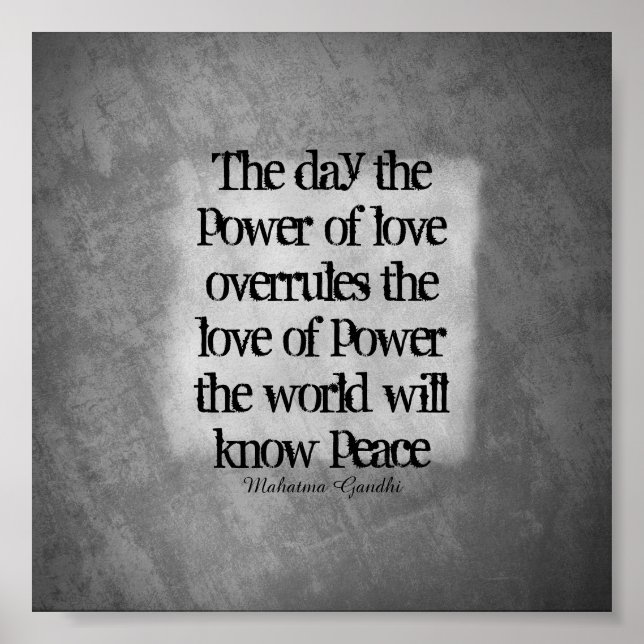 Poster Típica de citação de paz de Gandhi nas cinzas (Frente)
