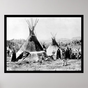 Pôster Tipis 1884 do indiano e da pele do Shoshoni