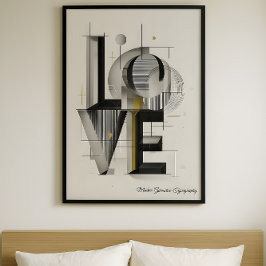 Poster Tipografia Abstrata de Amor Geométrico Moderno