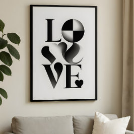 Poster Tipografia Abstrata de Amor Minimalista Monocromát
