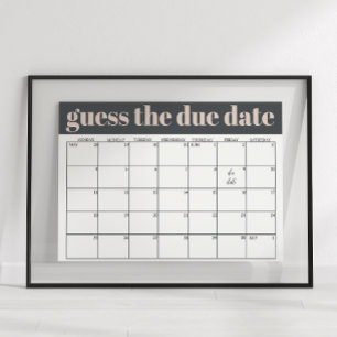 Poster Tipografia Boho Rosa Cinza Chute a Data do Baby Sh