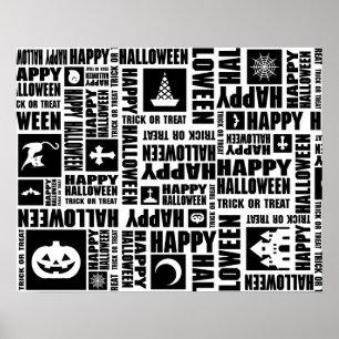 Poster Tipografia branca Legal e personalizada do Hallowe