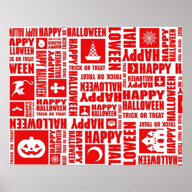 Poster Tipografia Branca Legal Personalizada do Halloween (Frente)