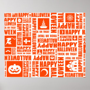 Poster Tipografia branca Legal personalizada do Halloween