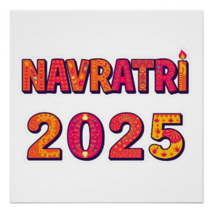 Pôster Tipografia Colorida "NAVRATRI 2025"