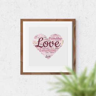 Pôster Tipografia de Amor Arte de Palavras Românticas Cor