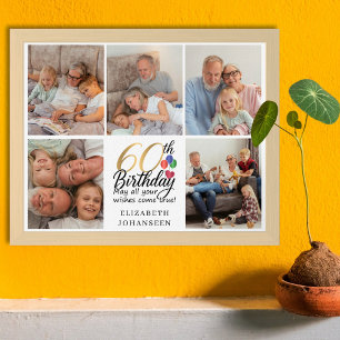 Poster Tipografia de Colagem de Fotos de Aniversário de 6