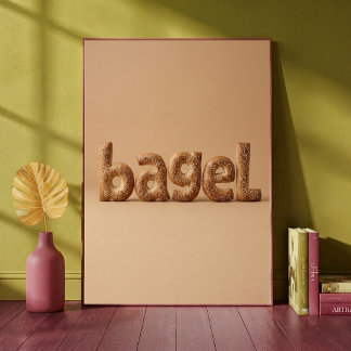 Poster Tipografia de Comida de Letras Semeadas de Bagel C