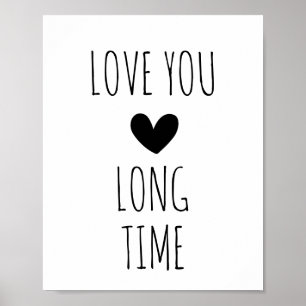 Poster Tipografia de Coração Amor Você por Muito Tempo