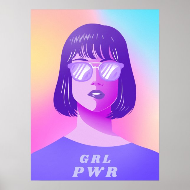 Poster Tipografia de energia GRL e Cabelo Puro Feminista (Frente)