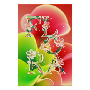 Pôster Tipografia de Flora em Vidro 3D Caprichosa