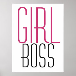 Poster Tipografia de Garota Chefe Rosa Preto