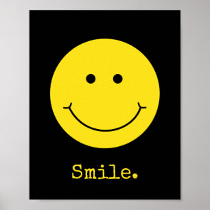 Poster Tipografia de Grin de Rosto Amarelo de Sorriso