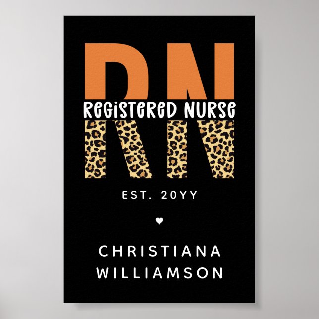 Poster Tipografia de Leopard Enfermeira Registrada do RN  (Frente)