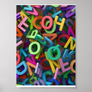 Poster Tipografia de Letras do Alfabeto Colorido Divertid