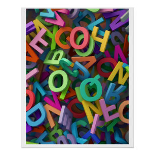Pôster Tipografia de Letras do Alfabeto Colorido Divertid
