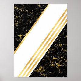 Poster Típografia de listras de mármore dourado preto