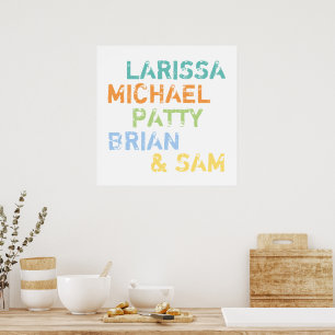 Poster Tipografia de Nomes de Famílias de Cores legal