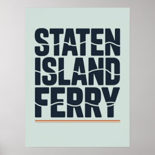 Poster Tipografia de onda da Staten Island Ferry