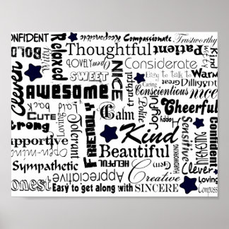 Poster Tipografia de palavras positivas