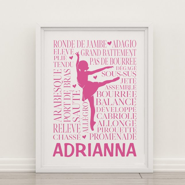 Poster Tipografia de Pequena Ballerina Rosa (Criador carregado)