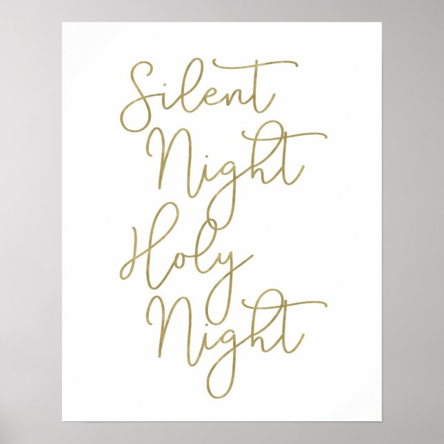 Poster Tipografia de Script Dourado Faux | Noite Silencio (Frente)