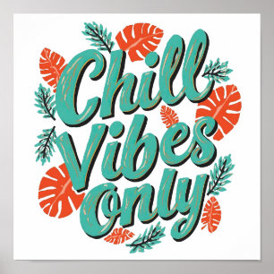 Poster Tipografia de Vibrações Relaxantes de Verão