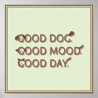 Poster Tipografia Dia de Bom Humor Bom Cachorro Poodle Re