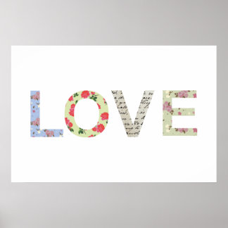 Poster Tipografia do chique Love - branca
