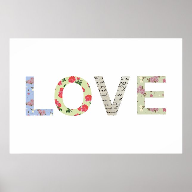 Poster Tipografia do chique Love - branca (Frente)