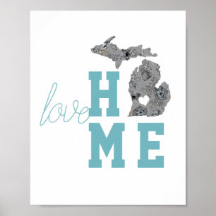 Poster Tipografia doméstica do amor do estado de Michiga