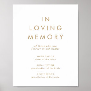 Poster Tipografia Dourada Chic Em Memória Memorial