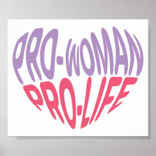 Poster Tipografia em forma de coração Pro-Woman Pro Life