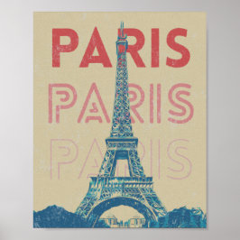 Poster Tipografia em Paris, França e torre Eiffel