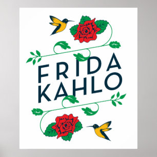 Pôster Tipografia floral de Frida Kahlo  