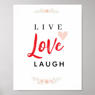Poster Tipografia Floral Viva Amor Ria