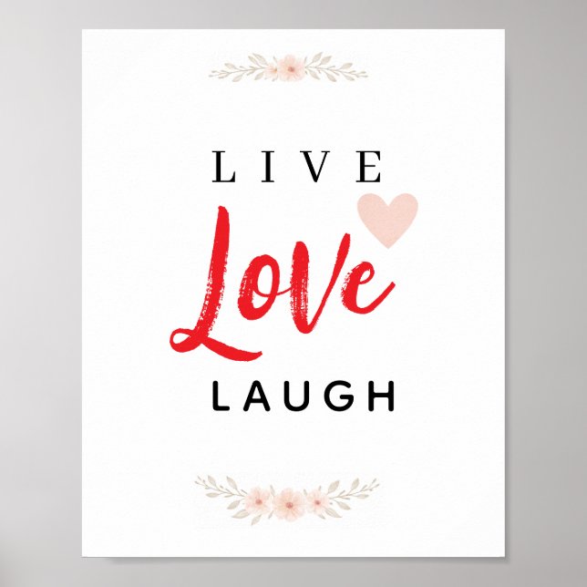 Poster Tipografia Floral Viva Amor Ria (Frente)