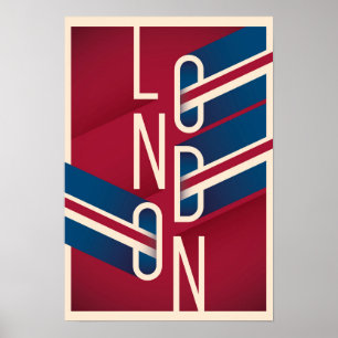 Poster Tipografia ilustrada retro de Londres, Inglaterra