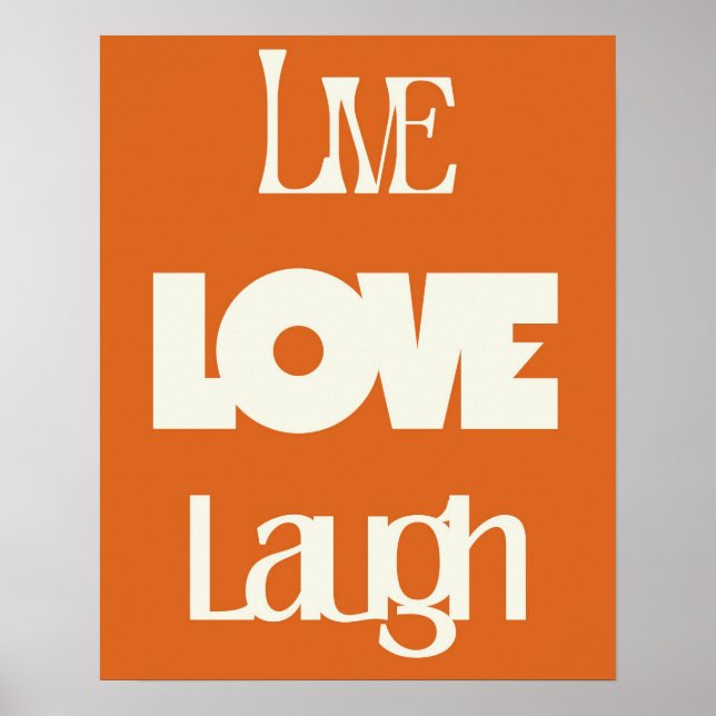 Poster Tipografia Live Love Laugh | Inspiração (Frente)