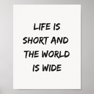 Poster Tipografia Minimalista Citação de Viagem Vida é Cu