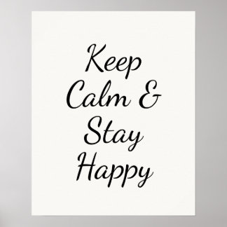 Poster Tipografia Minimalista de Parede Keep Calm & Stay