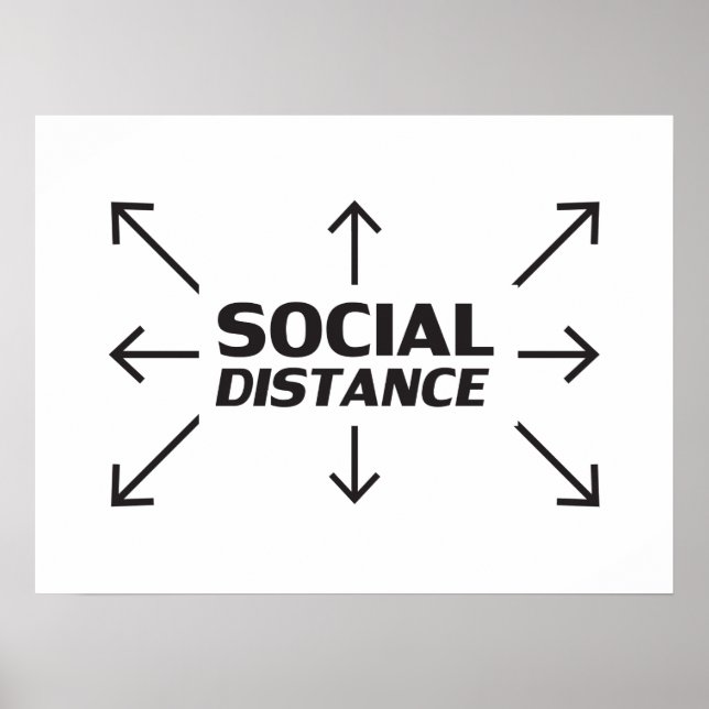 Poster Tipografia moderna da Distância Social e setas eng (Frente)