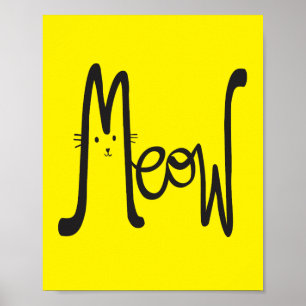 Poster Tipografia Moderna Minimalista De Gatos Amarelos E