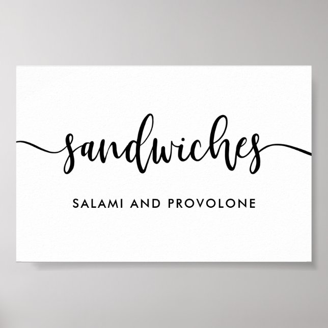 Poster Tipografia Moderna Monocromática Sinal de Sanduích (Frente)