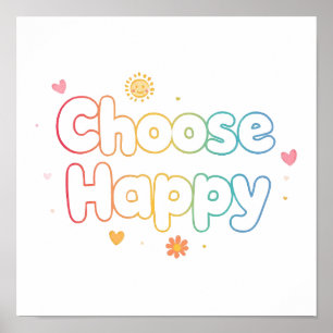 Poster Tipografia Motivacional Fofa com Brilhos