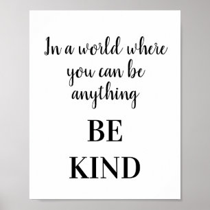 Poster Tipografia Motivacional Inspiracional BE-KIND