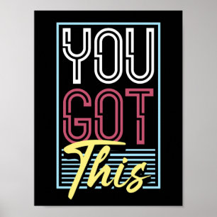 Poster Tipografia Motivacional Retro Neon "Você Consegue"