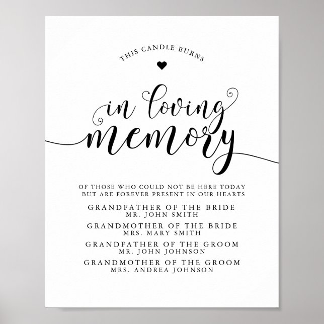 Poster Tipografia no memorial de casamento amoroso (Frente)