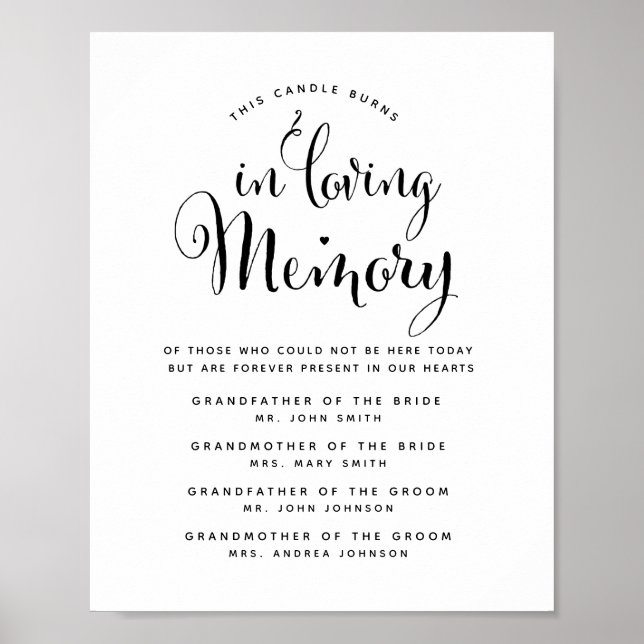 Poster Tipografia no memorial de casamento amoroso (Frente)